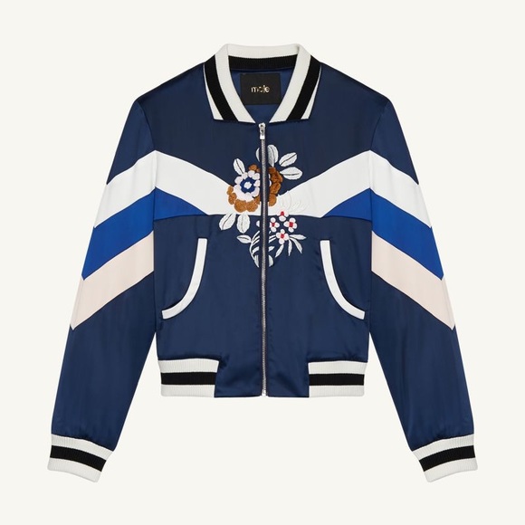 Maje Blue Bomber Jacket - Picture 3 of 5